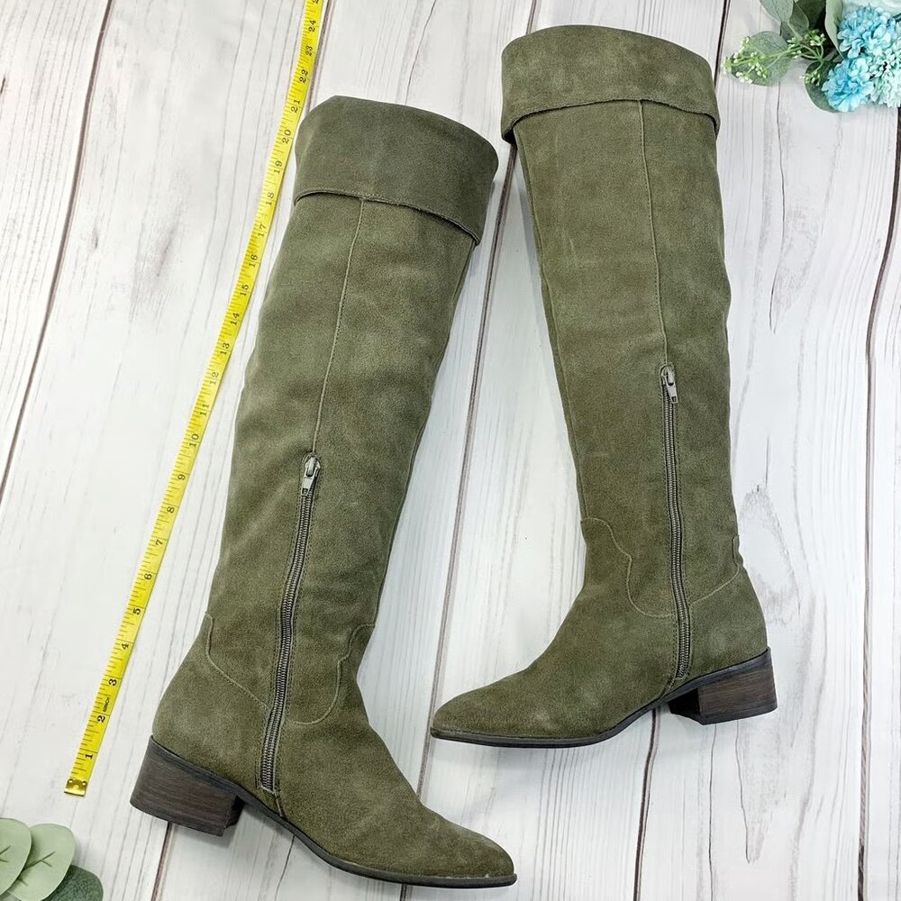 Steve Madden Olive Suede Over the Knee Boots Size 8.5 - Picture 2 of 9